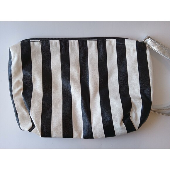 Unbranded Black & White Striped Beetlejuice Inspired Bag w/ Silver Adj Strap - Picture 12 of 13